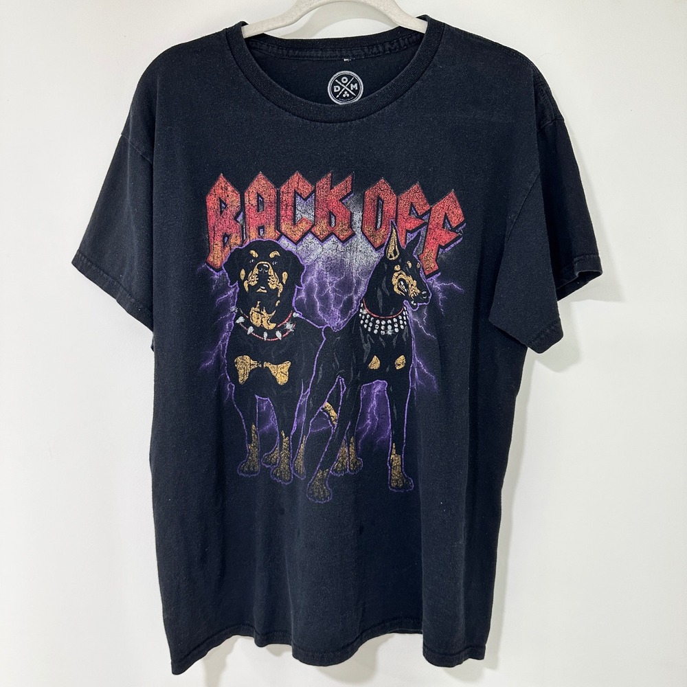 Dom Back Off‎ Graphic T-Shirt Mens Large Black Rottweiler Doberman | Streetwear